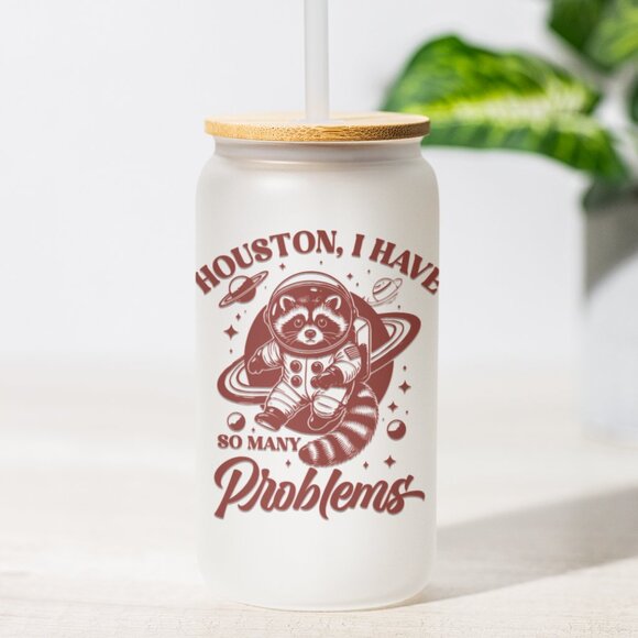 Houston I Have So Many Problems Raccoon Astronaut Tumbler,Funny Space Lover Gift - Picture 1 of 7
